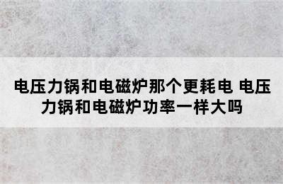 电压力锅和电磁炉那个更耗电 电压力锅和电磁炉功率一样大吗